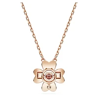 Idyllia pendant, Clover, White, 18K rose gold finish