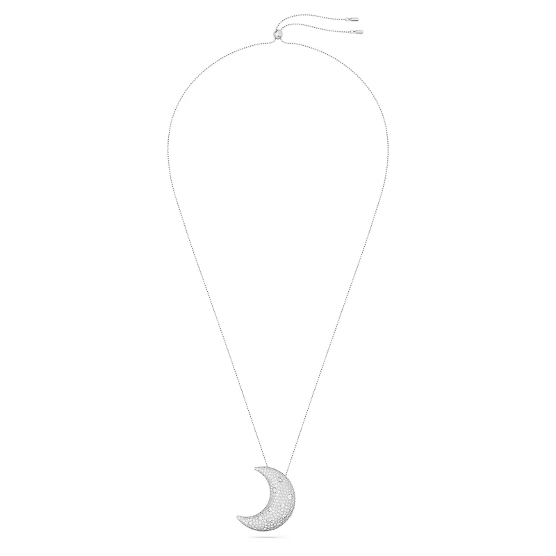 Luna pendant, Moon, White, Rhodium plated by SWAROVSKI