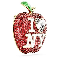 I LOVE NY tack pin, Red, Gold-tone plated by SWAROVSKI