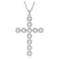 Insigne pendant, Mixed cuts, Cross, White, Rhodium plated by SWAROVSKI
