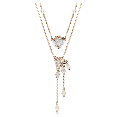 Dragon & Phoenix necklace, Set (2), Crystal pearl, Dragon’s claw, White, 18K rose gold finish