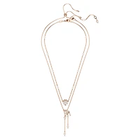 Dragon & Phoenix necklace, Set (2), Crystal pearl, Dragon’s claw, White, 18K rose gold finish