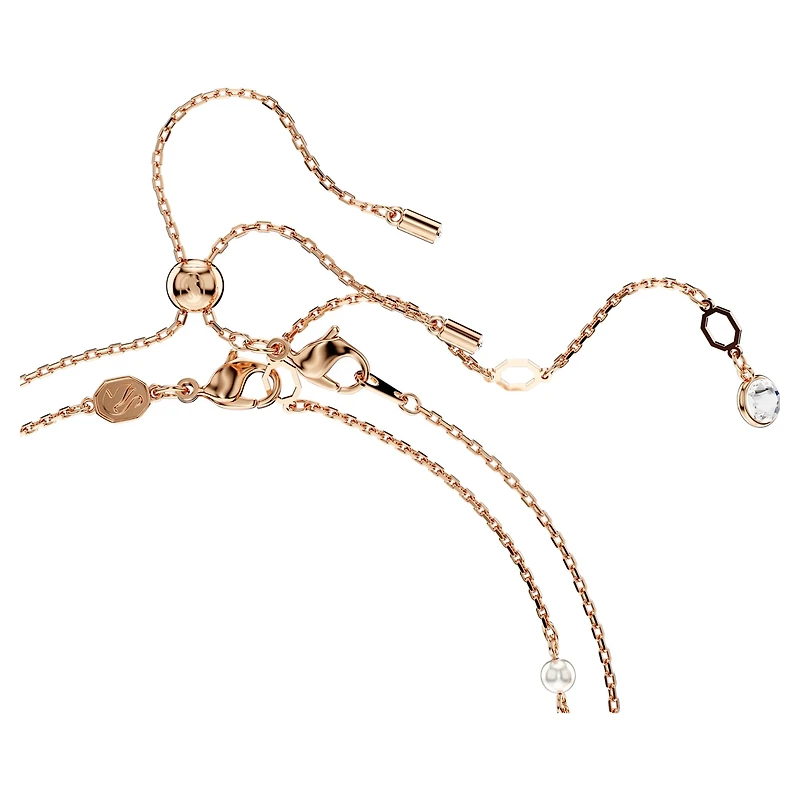 Dragon & Phoenix necklace, Set (2), Crystal pearl, Dragon’s claw, White, 18K rose gold finish