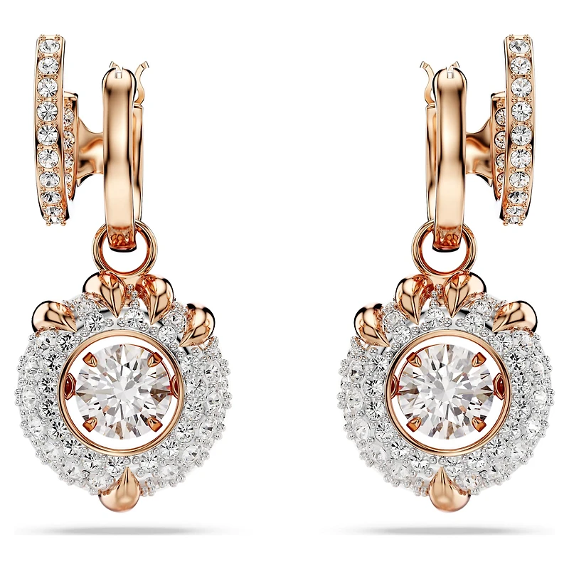 Dragon & Phoenix drop earrings, Dragon’s claw, White, 18K rose gold finish