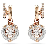 Dragon & Phoenix drop earrings, Dragon’s claw, White, Rose gold-tone plated by SWAROVSKI
