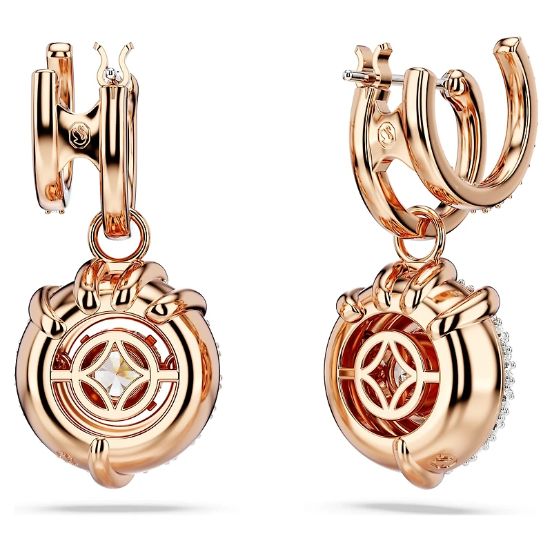 Dragon & Phoenix drop earrings, Dragon’s claw, White, 18K rose gold finish