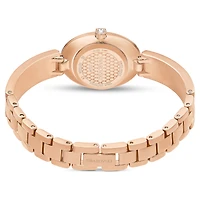 Crystal Rock oval watch, Swiss Made, Metal bracelet, Red, Rose gold-tone finish by SWAROVSKI