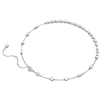 Mesmera necklace, Mixed cuts, Scattered design, White, Rhodium plated by SWAROVSKI