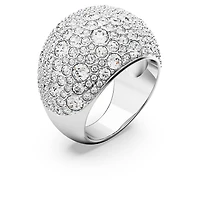 Sublima cocktail ring, Moon, White, Rhodium plated
