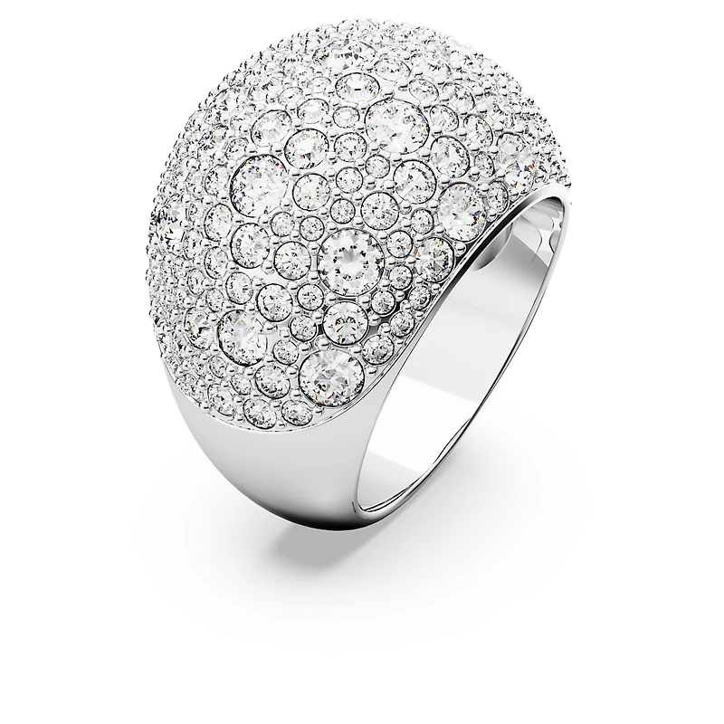Sublima cocktail ring, Moon, White, Rhodium plated