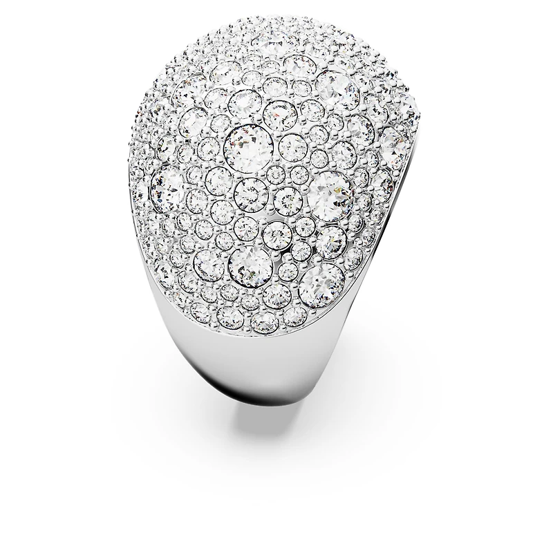 Luna cocktail ring, Moon, White, Rhodium plated by SWAROVSKI