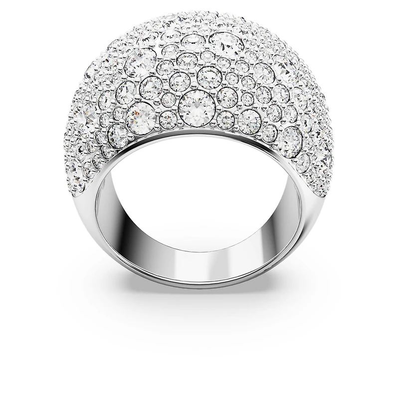 Luna cocktail ring, Moon, White, Rhodium plated by SWAROVSKI