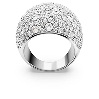 Sublima cocktail ring, Moon, White, Rhodium plated