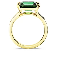 Stilla cocktail ring, Rectangular cut, Green, 18K gold finish