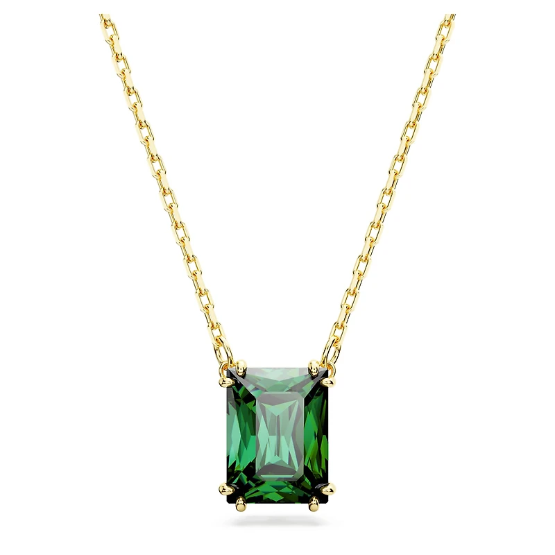 Stilla pendant, Rectangular cut, Green, 18K gold finish