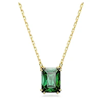 Stilla pendant, Rectangular cut, Green, Gold-tone plated by SWAROVSKI