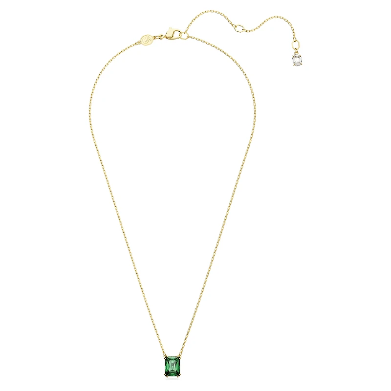 Stilla pendant, Rectangular cut, Green, Gold-tone plated by SWAROVSKI