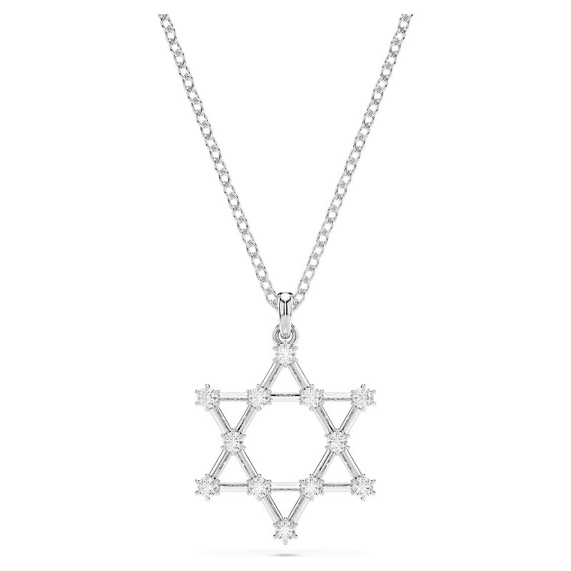 Insigne pendant, Round cut, Star, White, Rhodium plated by SWAROVSKI