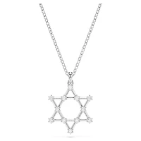 Insigne pendant, Round cut, Star, White, Rhodium plated by SWAROVSKI