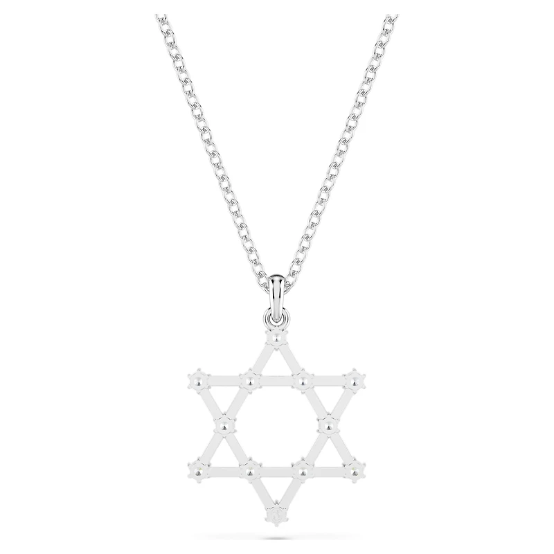 Insigne pendant, Round cut, Star, White, Rhodium plated by SWAROVSKI