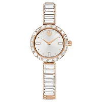 Matrix bangle watch, Swiss Made, Crystal bracelet, White, Rose gold-tone finish by SWAROVSKI