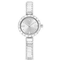 Matrix bangle watch, Swiss Made, Crystal bracelet, White, Stainless steel by SWAROVSKI