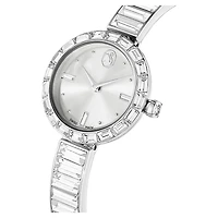 Matrix bangle watch, Swiss Made, Crystal bracelet, White, Stainless steel by SWAROVSKI
