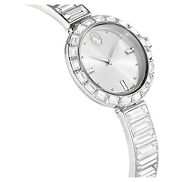 Matrix bangle watch, Swiss Made, Crystal bracelet, White, Stainless Steel by SWAROVSKI