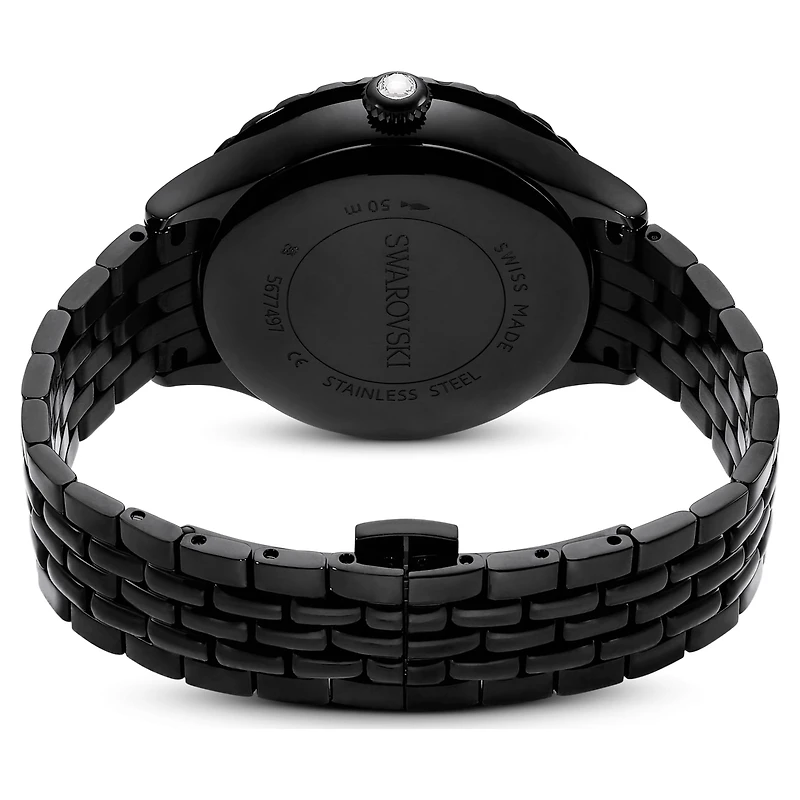 Octea moon watch, Swiss Made, Moon, Metal bracelet, Black, Black finish by SWAROVSKI