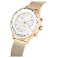 Nova chrono watch, Swiss Made, Metal bracelet, Gold tone, Champagne gold-tone finish by SWAROVSKI
