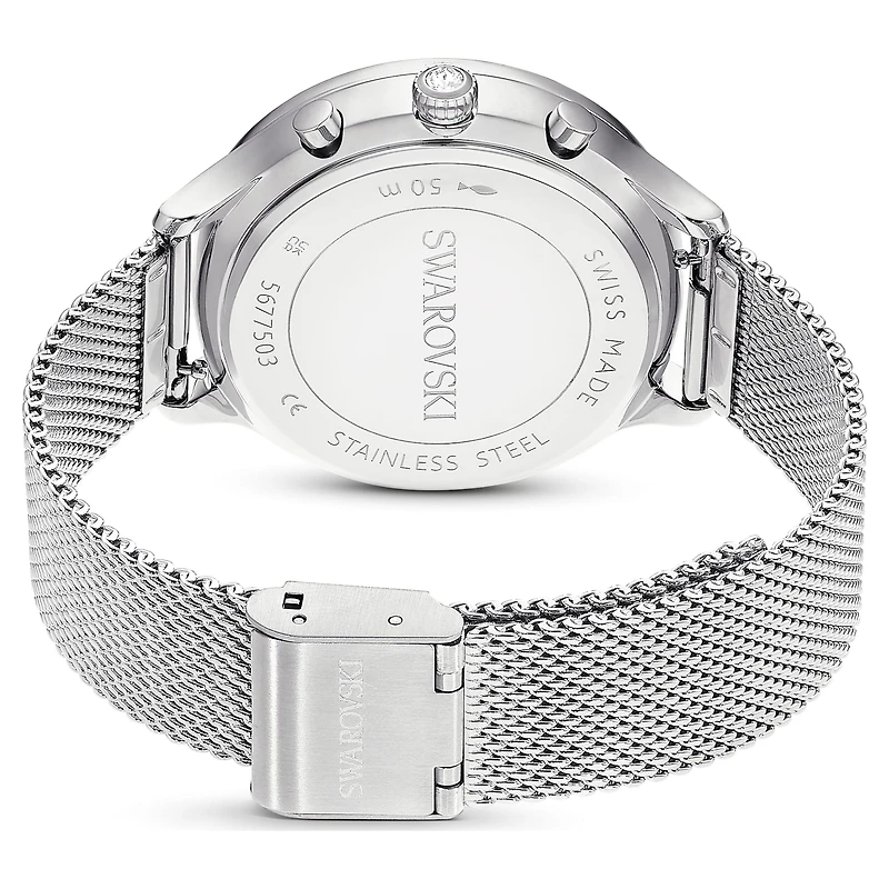 Nova chrono watch, Swiss Made, Metal bracelet, Silver tone, Stainless Steel by SWAROVSKI
