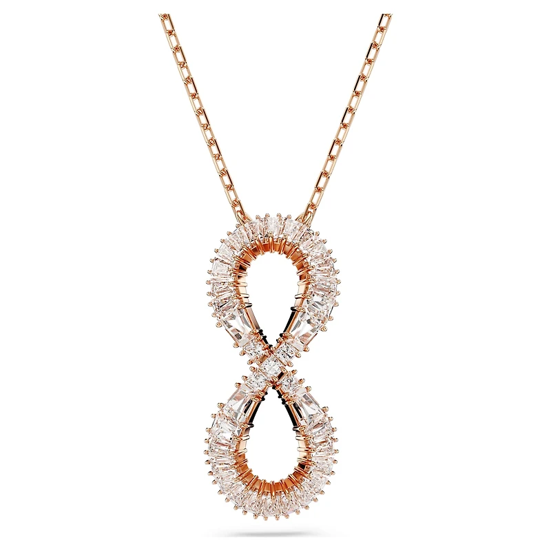 Hyperbola pendant, Infinity, White, 18K rose gold finish