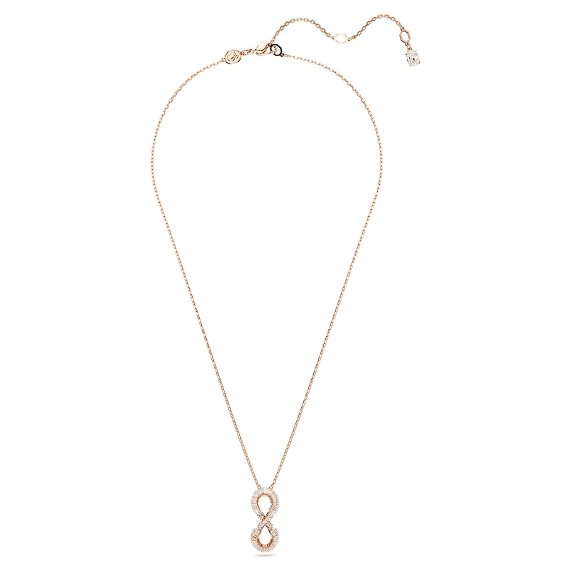 Hyperbola pendant, Infinity, White, 18K rose gold finish