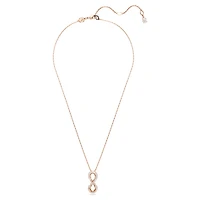 Hyperbola pendant, Infinity, White, 18K rose gold finish