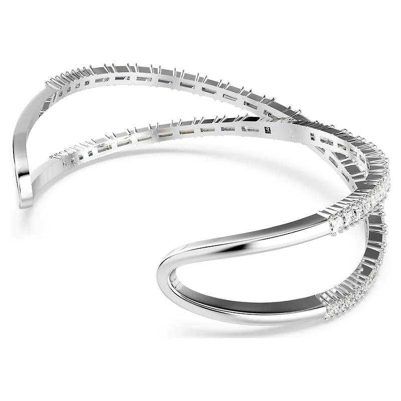 Hyperbola cuff, Infinity, White, Rhodium plated by SWAROVSKI