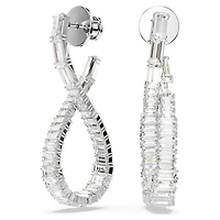 Hyperbola drop earrings, Infinity, White, Rhodium plated by SWAROVSKI