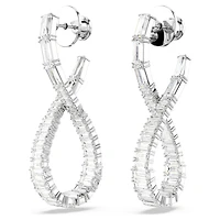Hyperbola drop earrings, Infinity, White, Rhodium plated by SWAROVSKI