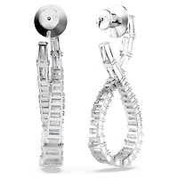 Hyperbola drop earrings, Infinity, White, Rhodium plated by SWAROVSKI
