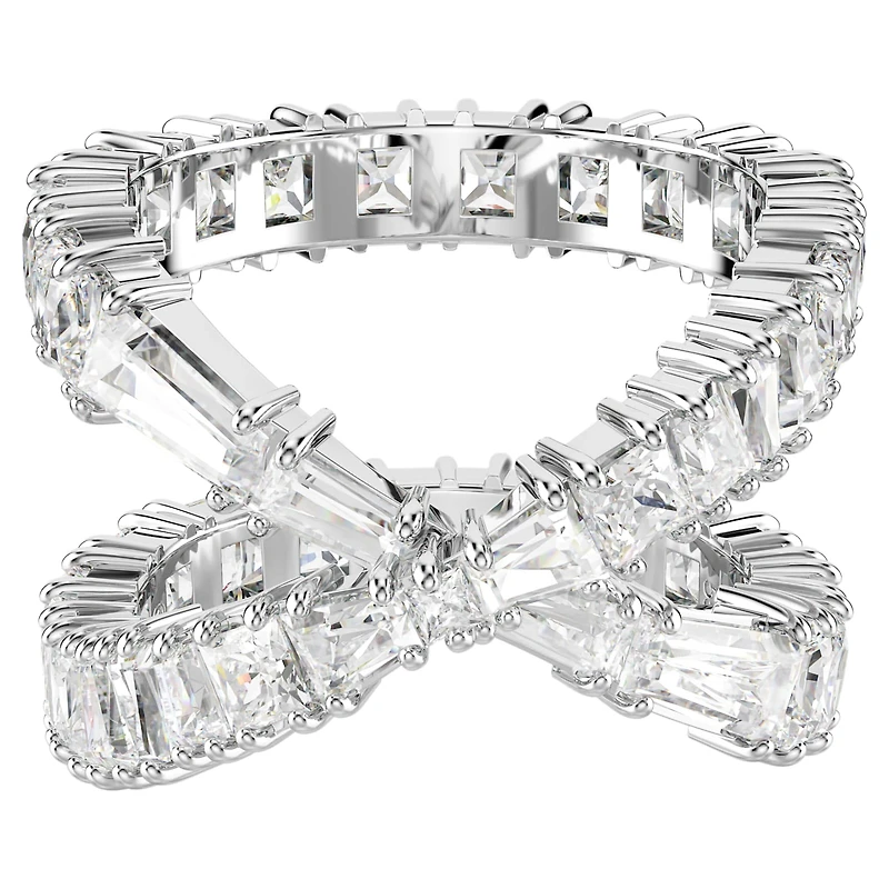 Hyperbola ring, Infinity, White, Silver-tone finish by SWAROVSKI