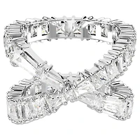 Hyperbola ring, Infinity, White, Silver-tone finish by SWAROVSKI