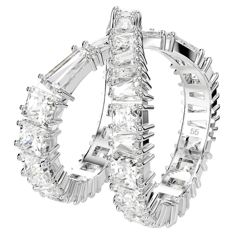 Hyperbola ring, Infinity, White, Silver-tone finish by SWAROVSKI