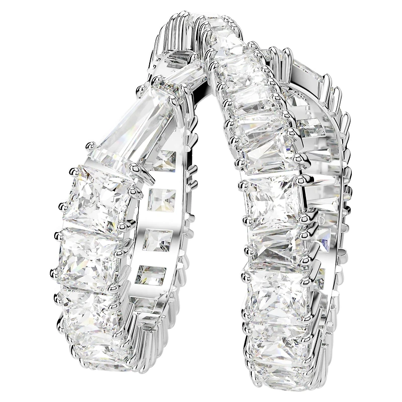 Hyperbola ring, Infinity, White, Silver-tone finish by SWAROVSKI