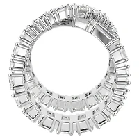 Hyperbola ring, Infinity, White, Silver-tone finish by SWAROVSKI