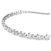 Matrix Tennis bracelet, Mixed round cuts, White, Rhodium plated by SWAROVSKI