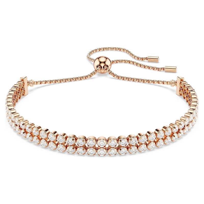 Matrix Tennis bracelet, Round cut, White, 18K rose gold finish