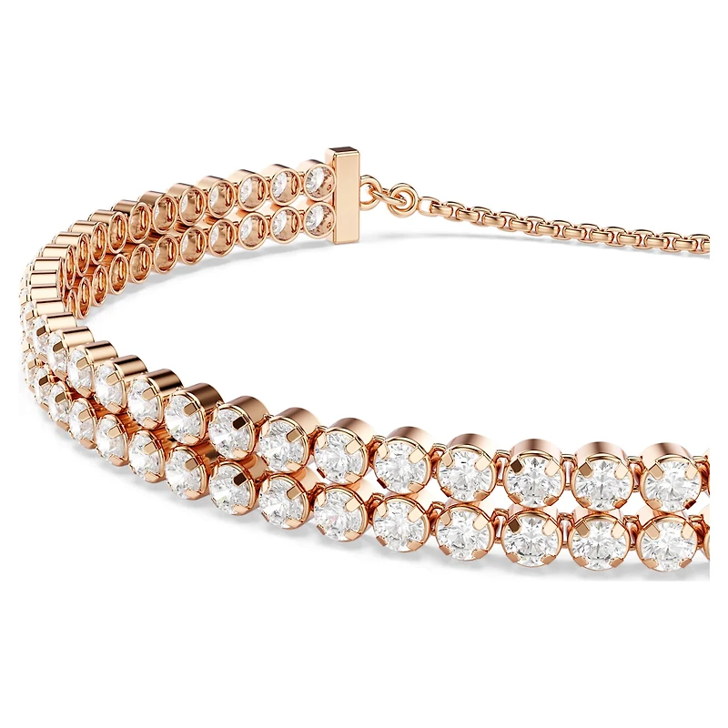 Matrix Tennis bracelet, Round cut, White, 18K rose gold finish