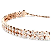 Matrix Tennis bracelet, Round cut, White, 18K rose gold finish