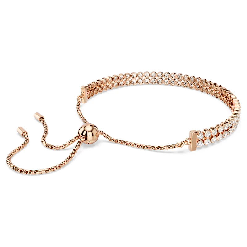 Matrix Tennis bracelet, Round cut, White, 18K rose gold finish