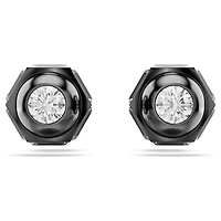 Numina stud earrings, Round cut, White, Ruthenium plated by SWAROVSKI