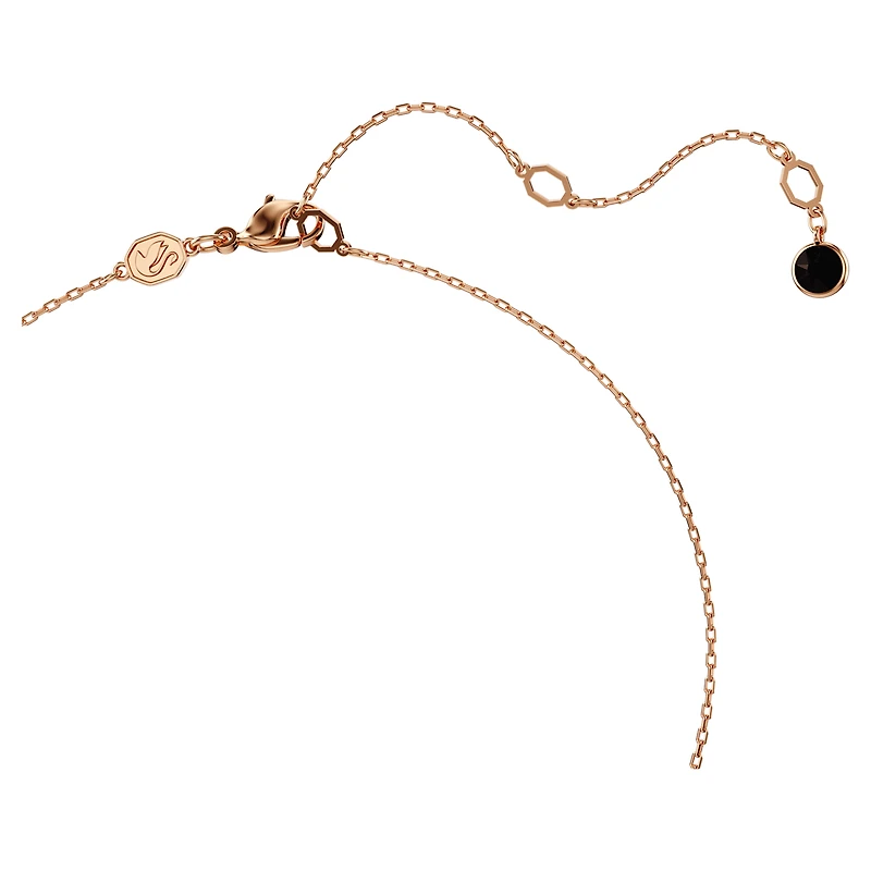 Swan pendant, Swan, Black, 18K rose gold finish